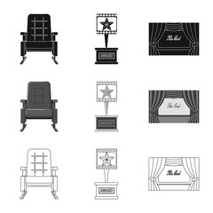 Vector design of television and filming symbol. Collection of television and viewing stock vector illustration.