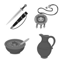 Vector design of attributes and tourism icon. Collection of attributes and national stock symbol for web.