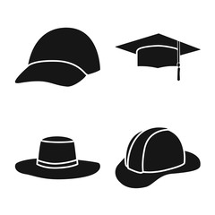 Vector design of beanie  and beret symbol. Collection of beanie  and napper stock symbol for web.