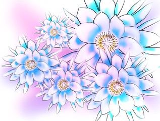 Obraz premium gentle colored background with a floral composition in the style of the sketch