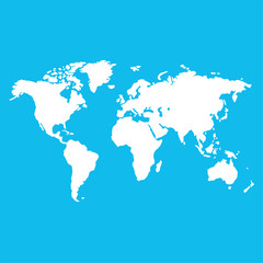 Fototapeta na wymiar white world map on blue background illustration vector
