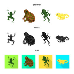 Obraz na płótnie Canvas Vector design of wildlife and bog sign. Set of wildlife and reptile vector icon for stock.