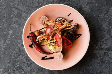 Delicious restaurant dish of national Georgian cuisine