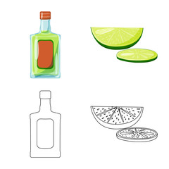 Vector design of cafe and Latin symbol. Collection of cafe and national vector icon for stock.