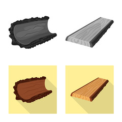 Vector design of tree   and raw  symbol. Set of tree   and construction stock vector illustration.