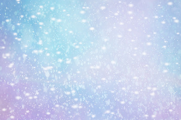 abstract blue bokeh defocused background. Winter with snow