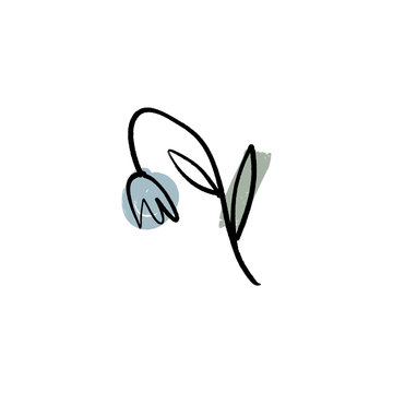 recommend clip art: Modern flower ink sketch with abstract shapes. Vector