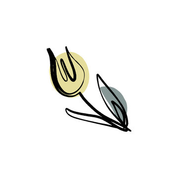 recommend clip art: Modern flower ink sketch with abstract shapes. Vector