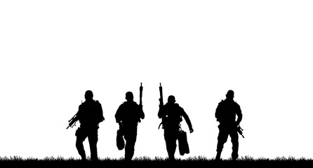  Navy seal silhouettes  on sunrise