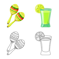 Vector design of cafe and Latin icon. Collection of cafe and national vector icon for stock.