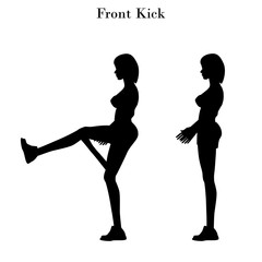 Fototapeta na wymiar Front kick exercise illustration silhouette
