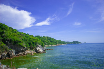 Landscape on the beach in the summer of Koh Sichang, Chon Buri, Thailand