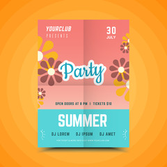 Summer party poster.Summer festival vertical flyer template