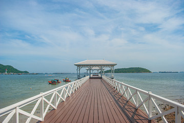 Waterfront wooden bridge in Ko Si Chang, Thailand
