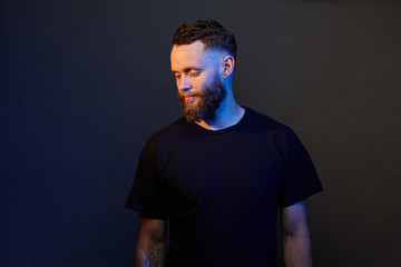 Man portrait with beard. studio shoot