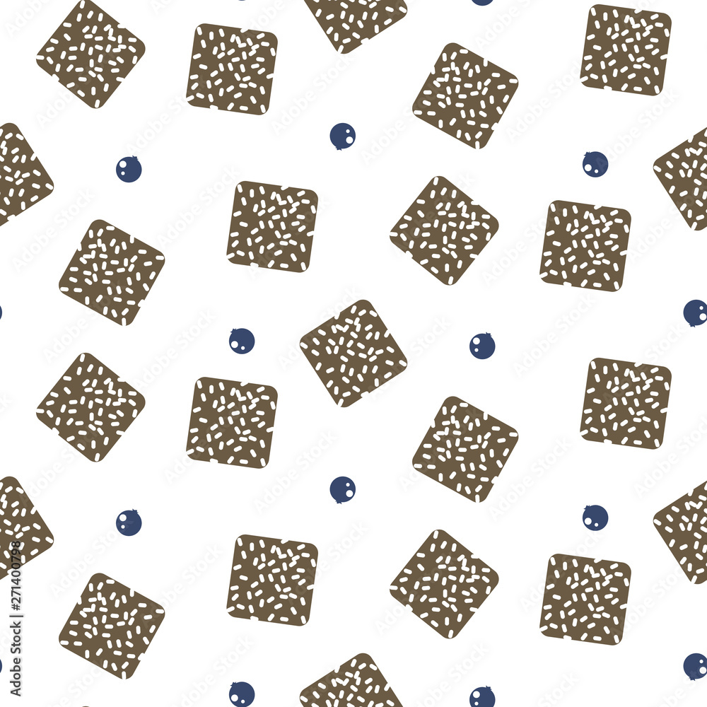 Wall mural Australian lamington cake seamless vector pattern.