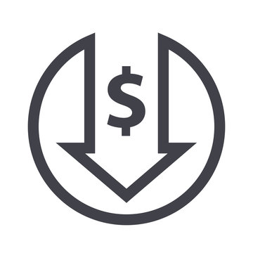 Dollar Arrow Decrease Icon.