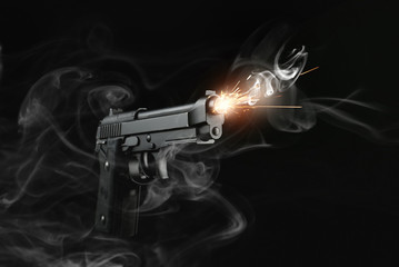 Pistol on dark background