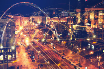 View of beautiful illuminated city at night