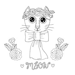 Cartoon cat for coloring book or pages