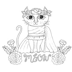 Cartoon cat for coloring book or pages