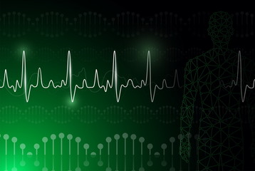 Naklejka premium abstract background technology concept in green light,human body heal,technology modern medical science in future and global international medical with tests analysis clone DNA human