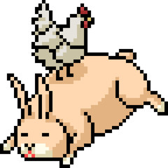 Obraz premium vector pixel art animal friend