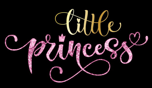 Llittle princess quote. Hand drawn modern calligraphy baby shower lettering logo phrase.
