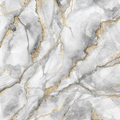 streszczenie tło, twórcza tekstura białego marmuru ze złotymi żyłami, artystyczne marmurkowanie farby, sztuczny modny kamień, marmurkowa powierzchnia - 271404175
