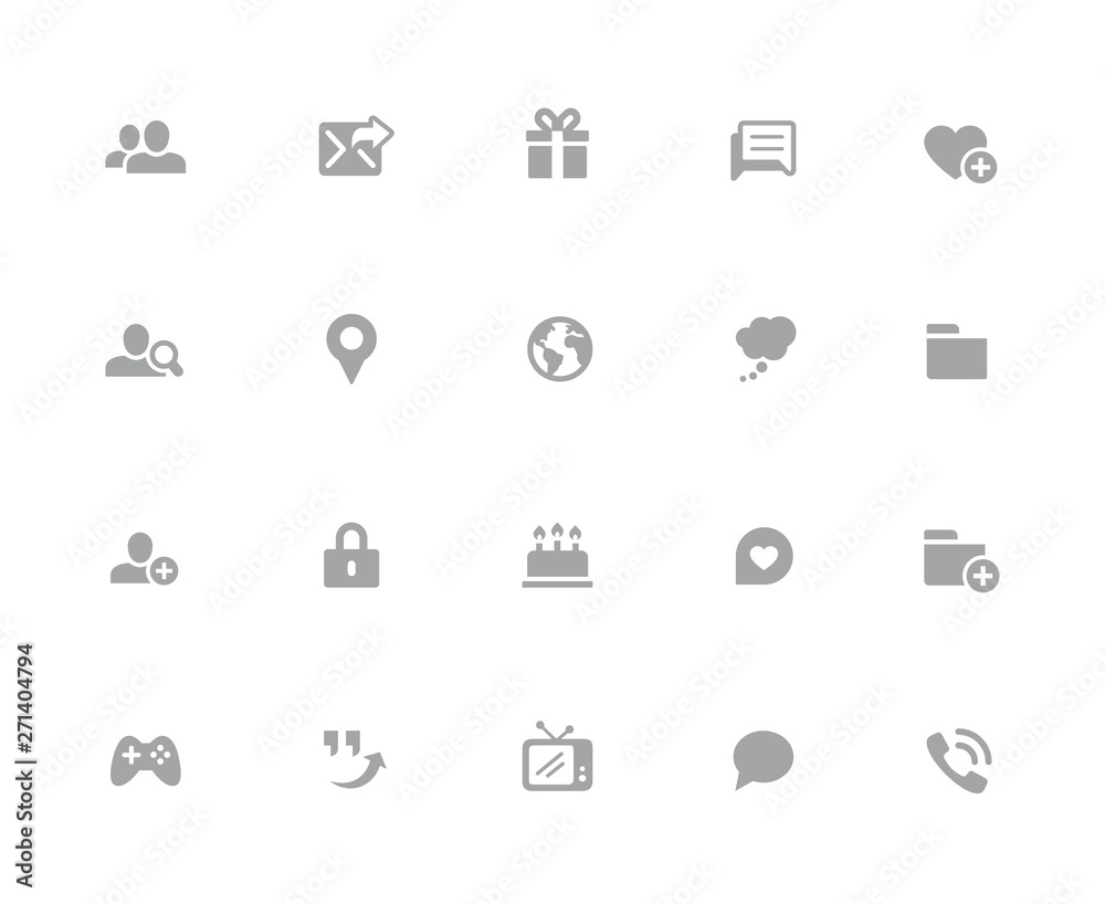 Wall mural social communications icons // 32 pixels icons white series - vector icons designed to work in a 32 