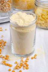 Assorted corn products in a glass jar