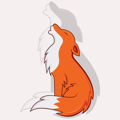 Illustration of Wolf howling with shadow isolated on white background