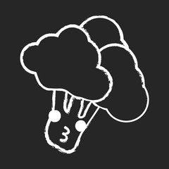 Broccoli cute kawaii chalk character