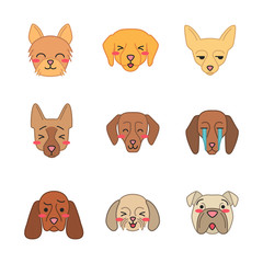 Dogs cute kawaii vector characters