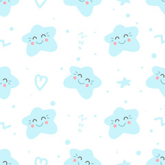 Seamless pattern with doodle stars and elements.