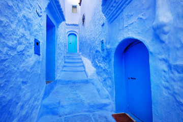 Traditional moroccan architectural details in Chefchaouen, Morocco, Africa