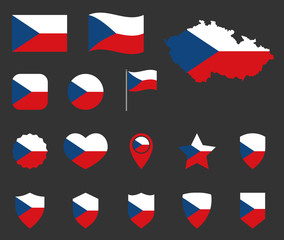 Fototapeta Czech flag icons set, symbols of the flag of Czechia obraz