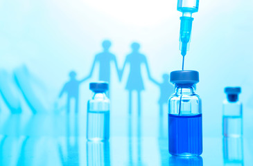 Family immunization concept. Flu vaccine for children