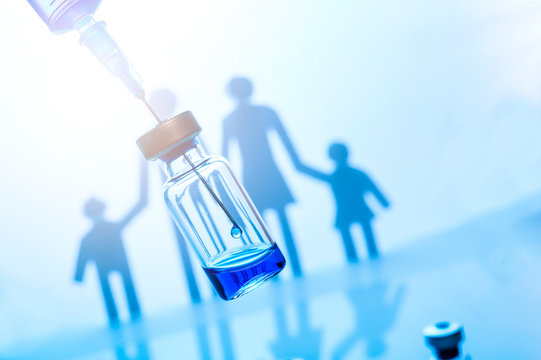 Family Immunization Concept. Flu Vaccine For Children