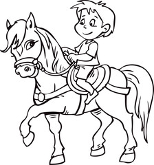 child rides a horse