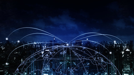 Abstract Background financial digital technology network communication connect people globally with blockchain networking, digital banking fintech transaction Elements of this image furnished by NASA