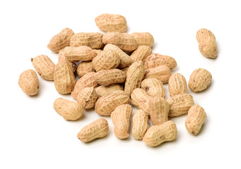 Peanuts on a white background