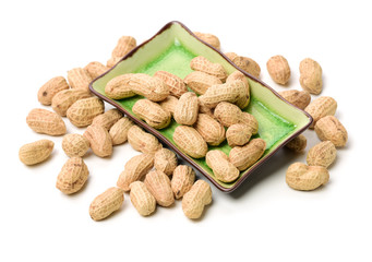 Peanuts on a white background