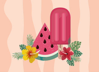 pattern of delicious tropical fruits of summer