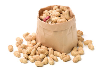 Peanuts on a white background