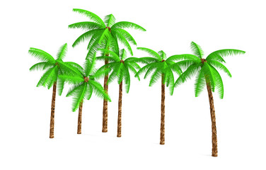 3D rendering - A tall coconut tree isolated over a white background use for natural poster or wallpaper design, 3D illustration Design