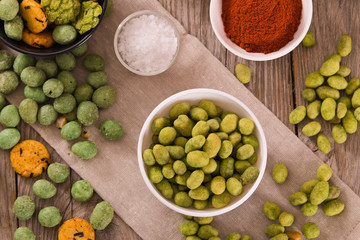 Wasabi coated peanuts.