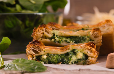 Pie with spinach and ricotta cheese.