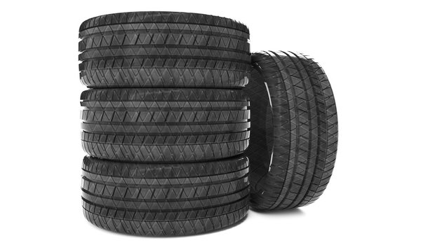3D rendering truck tires on a white background
