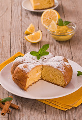 Cake with lemon cream filling.